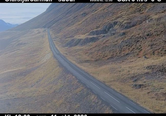 Road camera, road 82, looking south, Olafsfjordur road at Saudanes, North