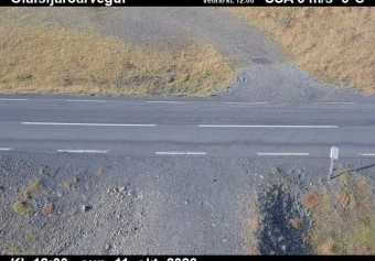 Road camera, road 82, road surface, Olafsfjordur road at Saudanes, North