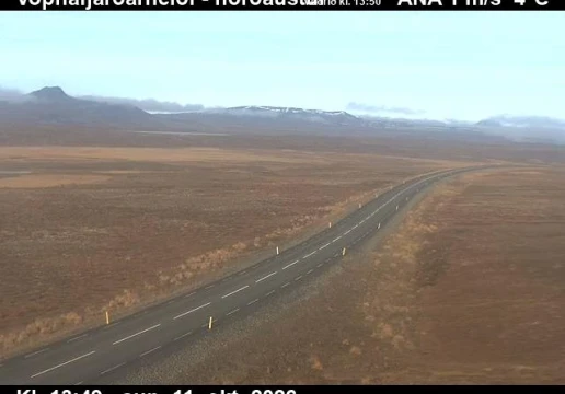 Road camera, road 85, looking north-east, Vopnafjardarheidi, East