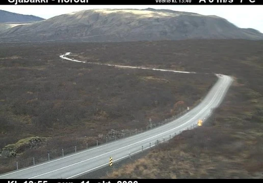 Road camera, road 36, looking north, Gjabakki, South