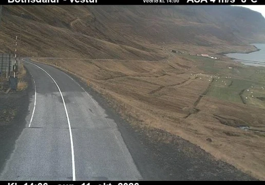 Road camera, road 65, looking west (1), Breidadalur-Botnsheidi Tunnel, Botnsdalur, Westfjords