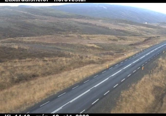 Road camera, road 744, looking north-west, Thverarfjall, Laxardalsheidi, North