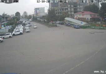 Crossroads by the city hall, Manas, Jalal-Abad Region